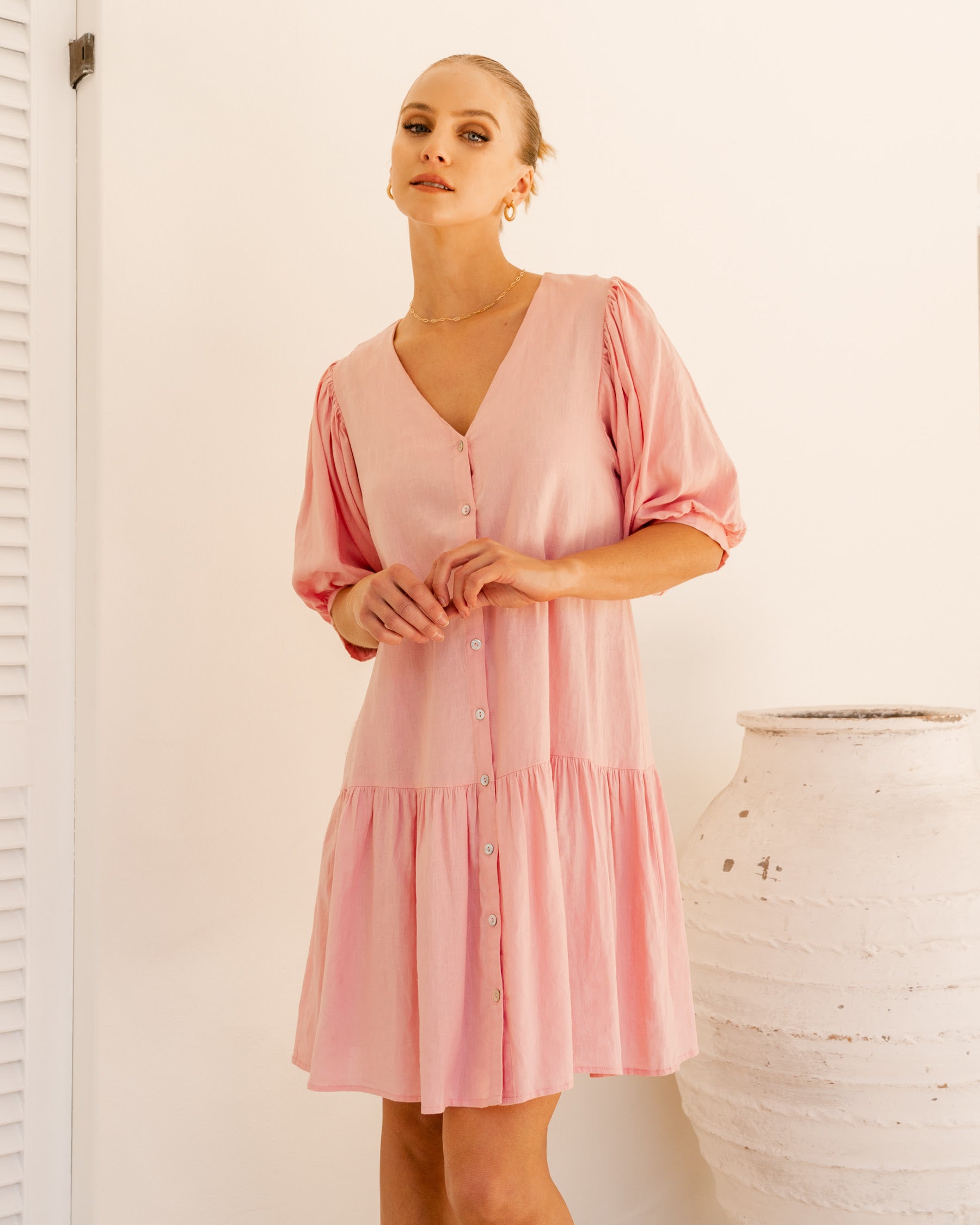 Blush linen dress best sale