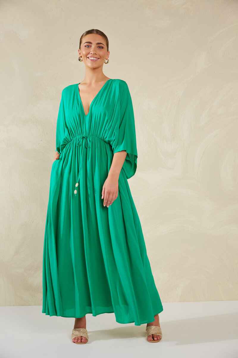 HAVEN Lipari Tie Maxi Dress Verde