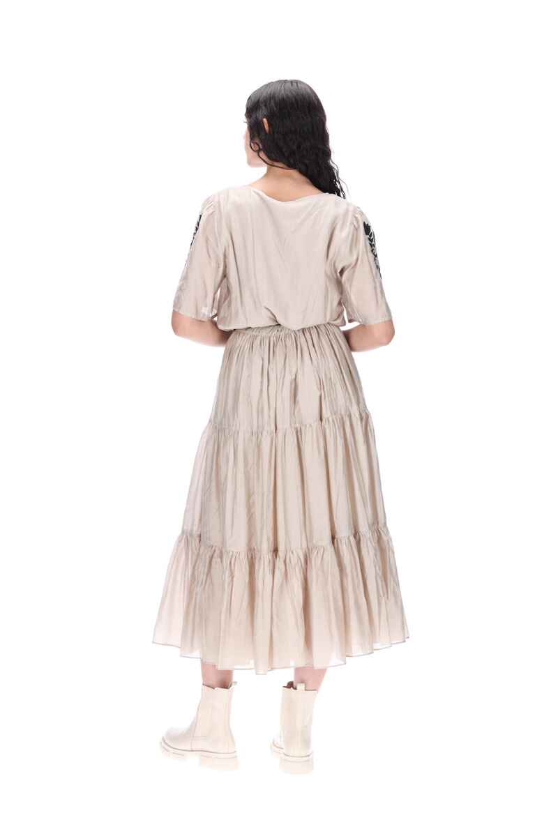 AMAYA Stevie Embr Dress BlkTaupe