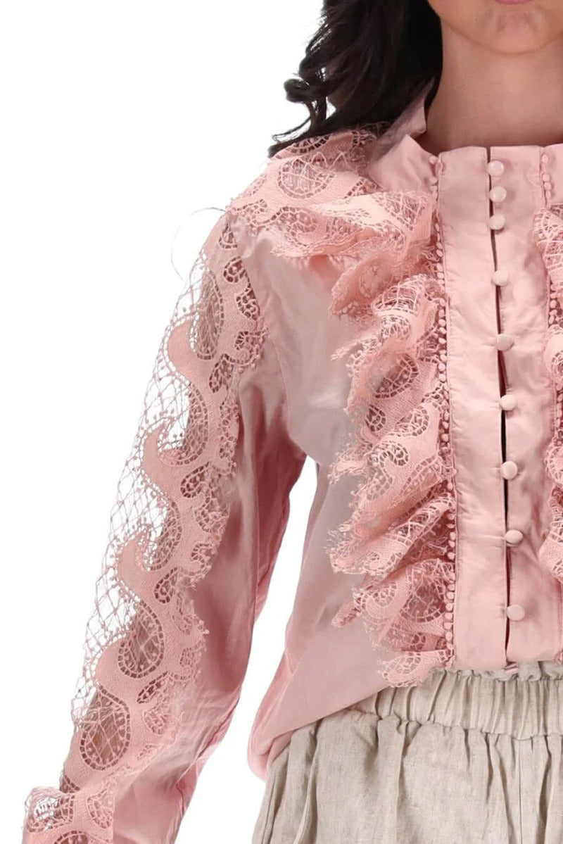 AMAYA Riley Lace Shirt Blush