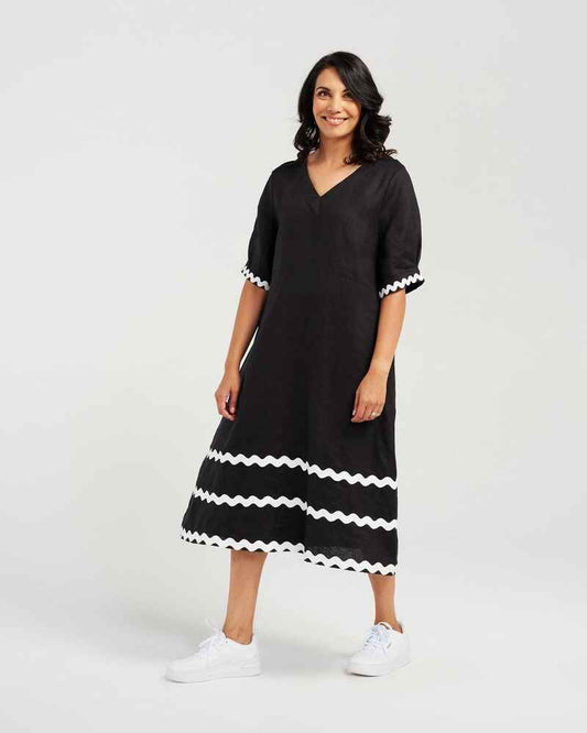 BLACKSTONE Ric Rac Dress Black