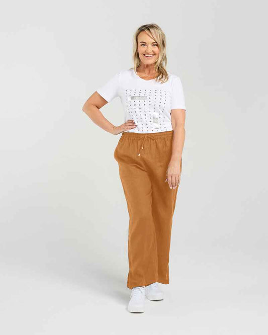 BLACKSTONE StrLeg Linen Pants Nutmeg