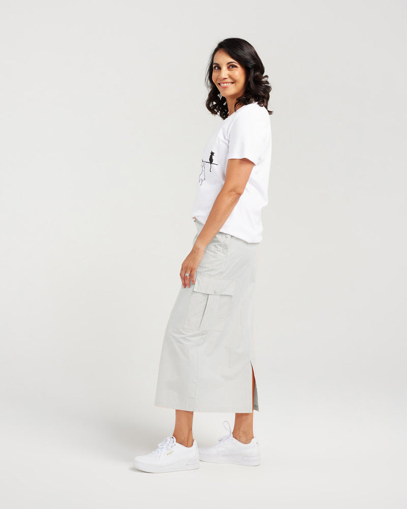 BLACKSTONE Cotton Cargo Skirt LGrey