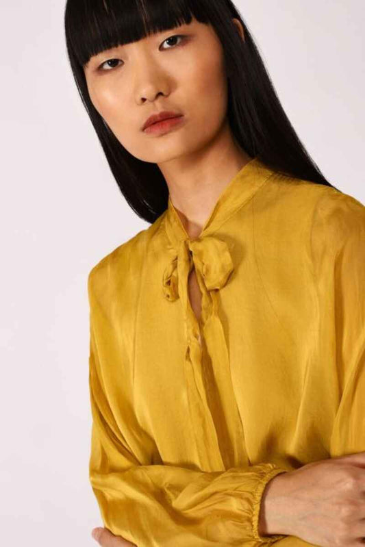 DIXIE Pussy Bow Blouse Chartreuse