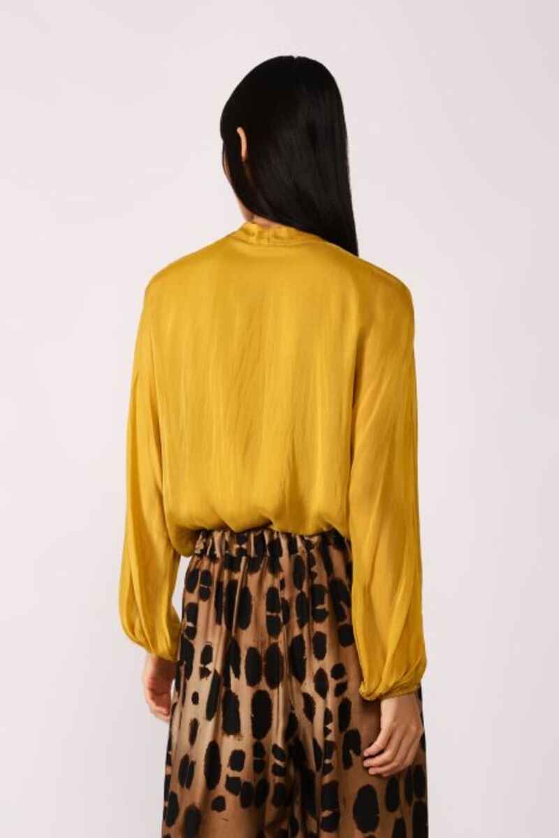 DIXIE Pussy Bow Blouse Chartreuse