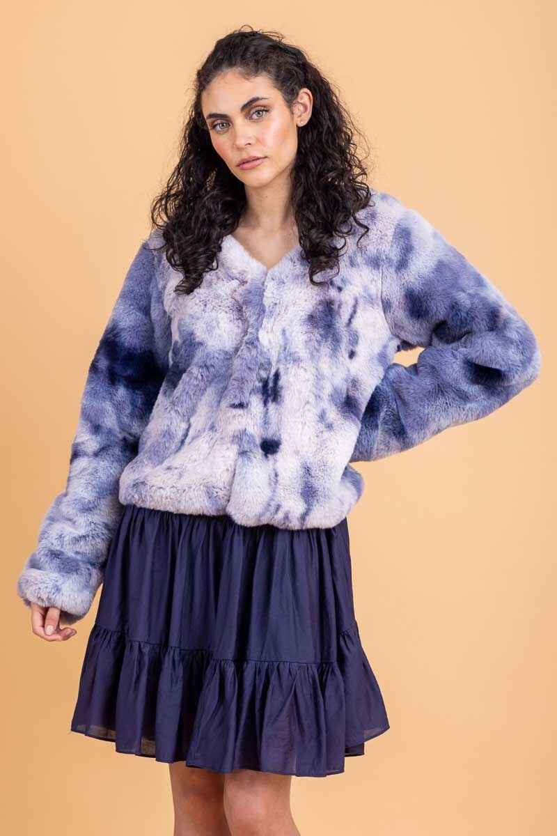 AMAYA Cora Fur Jacket Blue