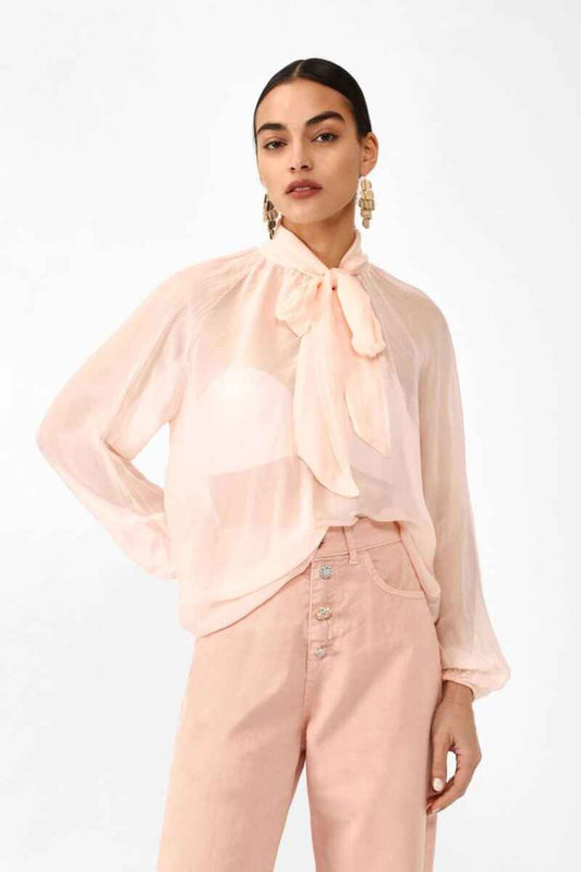 DIXIE Pale Rose Silk Shirt PaleRose