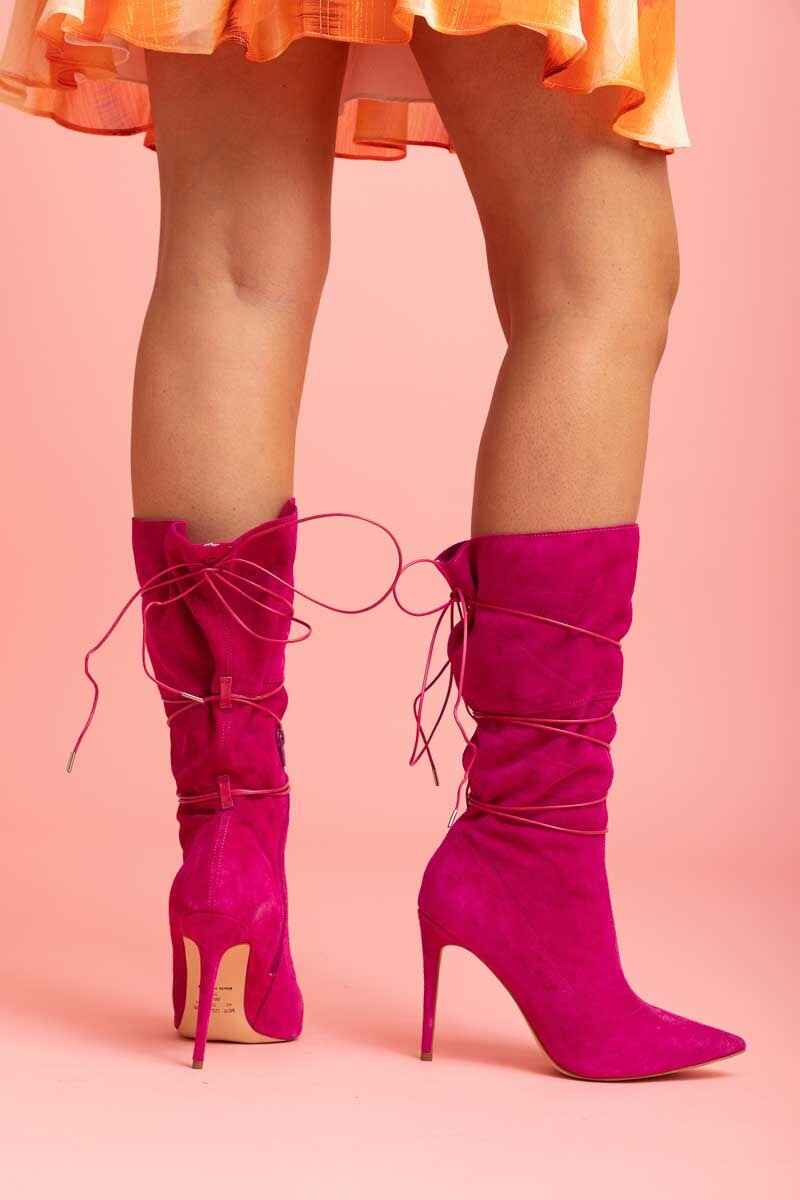 HEY MON Evie Tie Boot Magenta