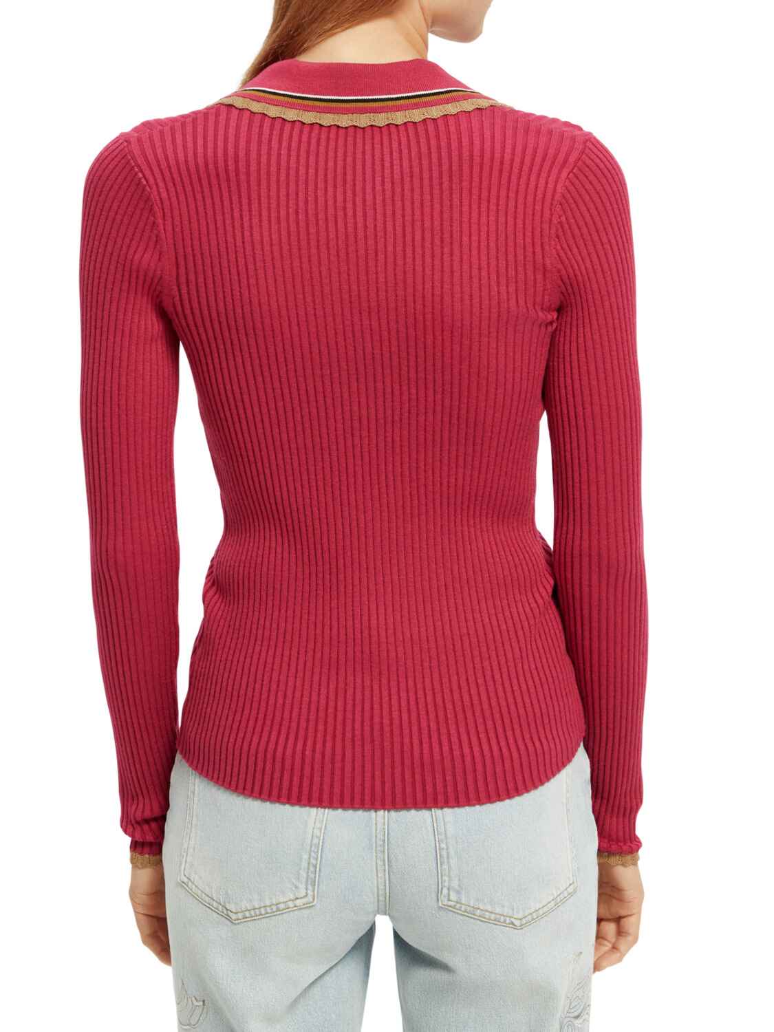 S&SODA LS Polo Knit Top CherryP