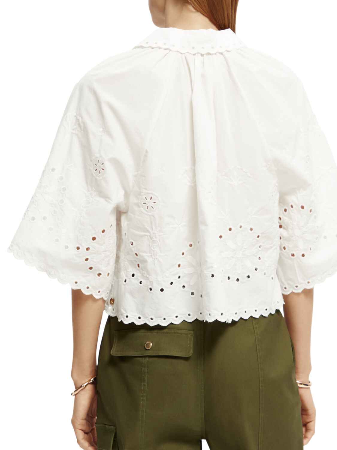 S&SODA Broderie Crop Shirt White