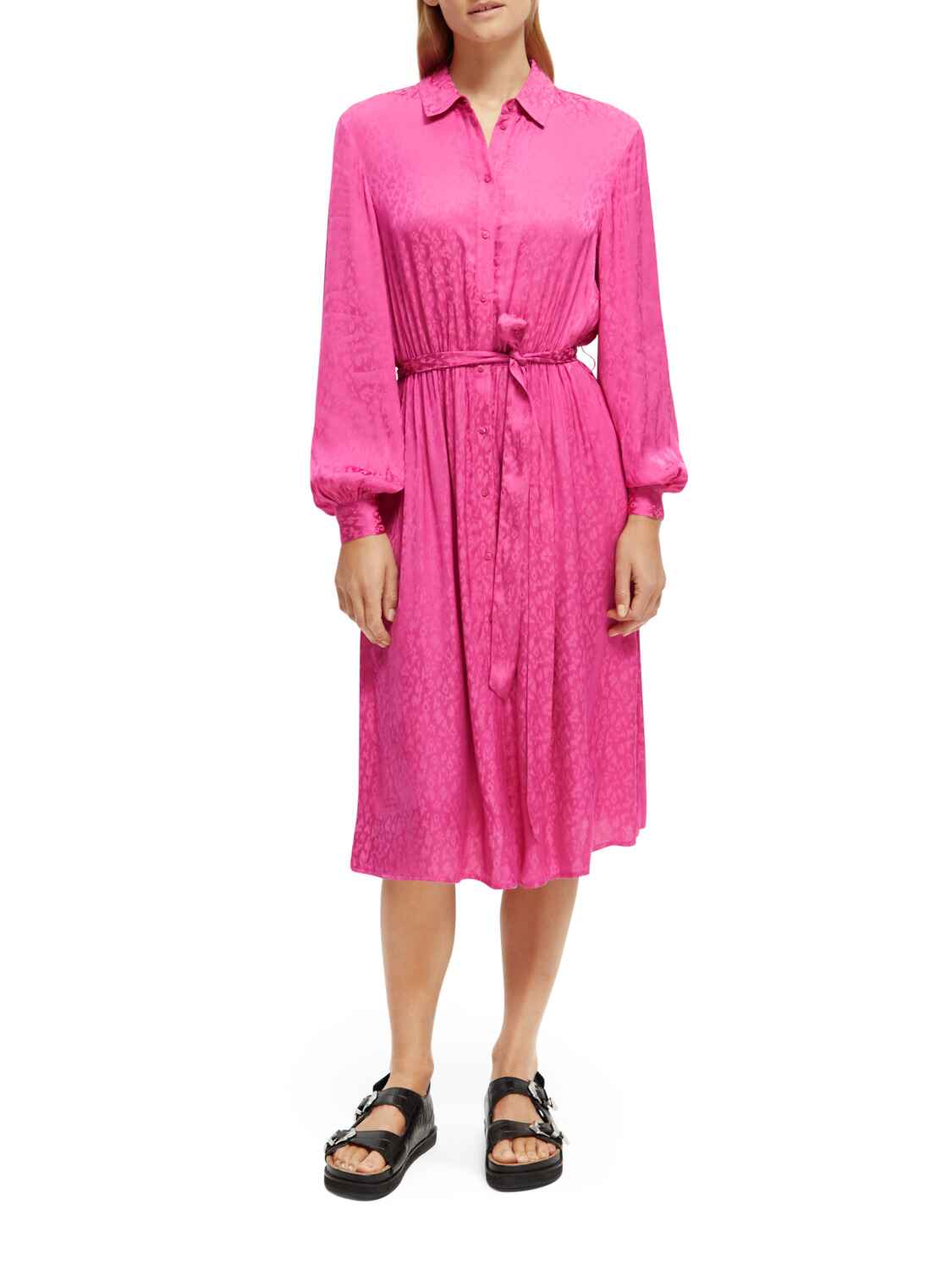 S&SODA Jacquard Shirt Dress Fuchsia