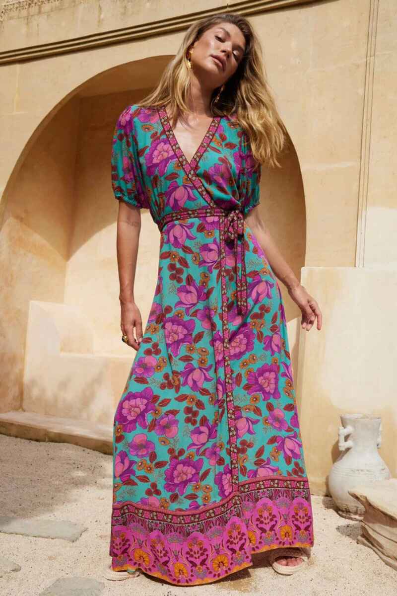 NINE LIVES Dawn Wrap Dress TealB