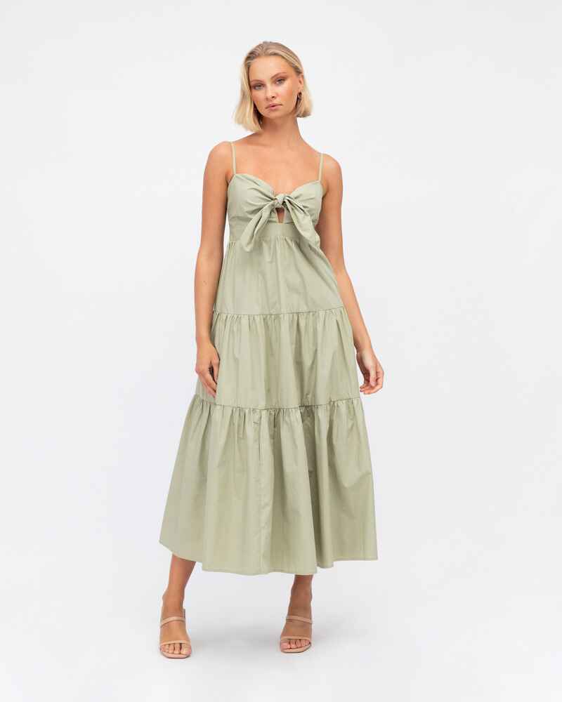 PAPER HEART Knot Maxi Sundress Sage