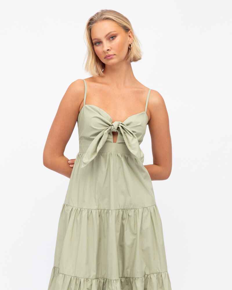 PAPER HEART Knot Maxi Sundress Sage