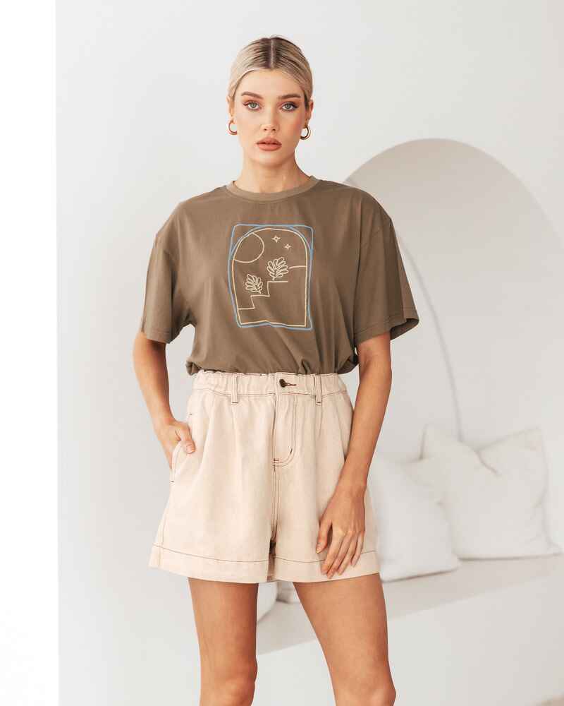 PAPER HEAR Night Leaves Tee Brown