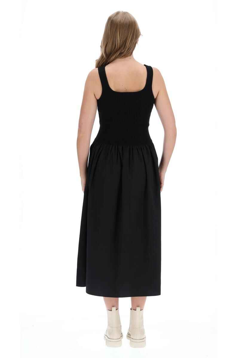 AMAYA Penny Knit Woven Dress Black