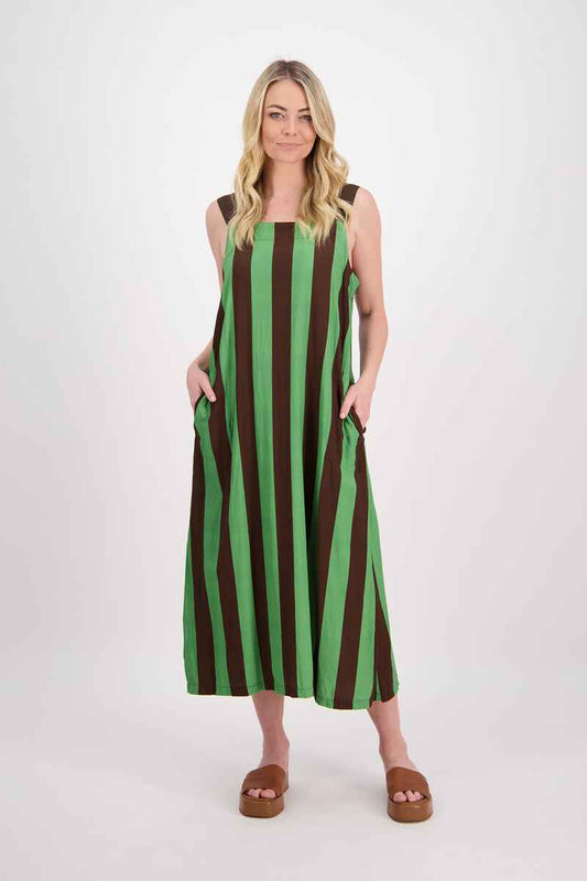 BRIARWOOD Prue Stripe Dress ChocGrn