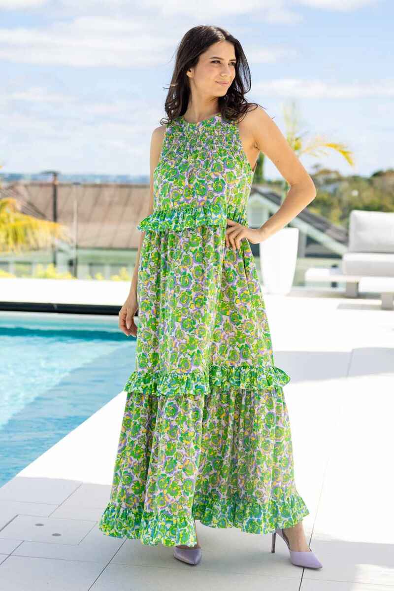 AUGUSTINE Chloe Maxi Dress GreenFl