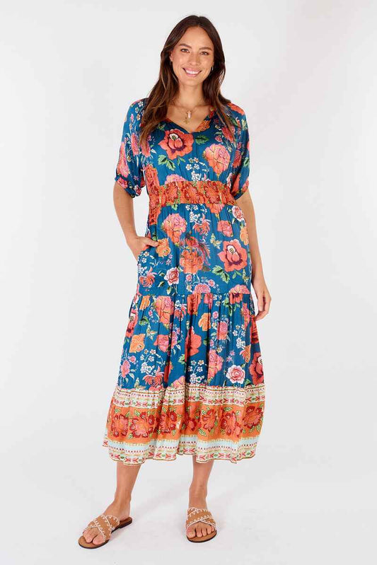 RUBYYAYA Mex Flower Dress BlueRed