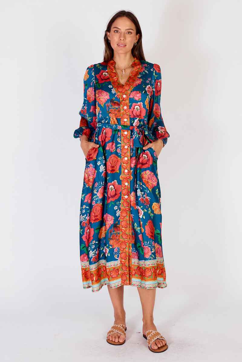 RUBYYAYA Mex Flower Maxi BlueRed