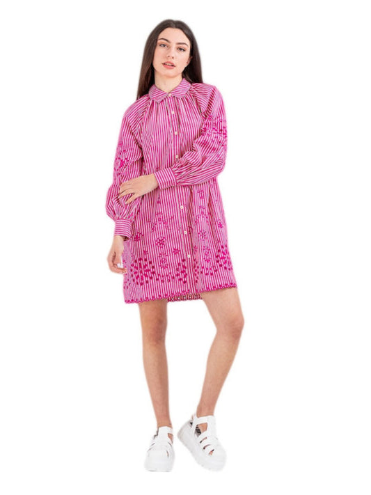 S&SODA Candy Cane Shirt Dress Pink