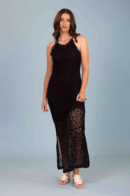 THE BAY Byron Crochet Maxi Dress Blk