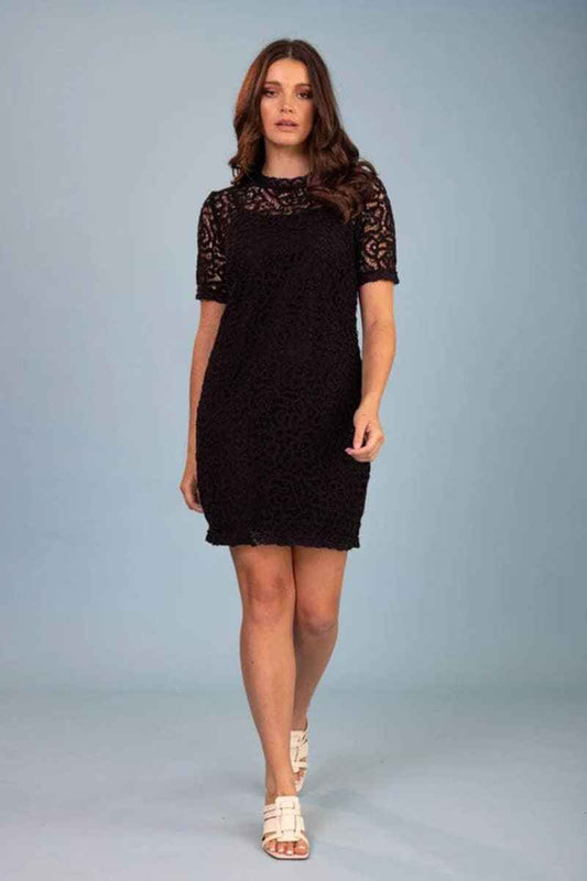 THE BAY Byron Crochet Shift Dress Black