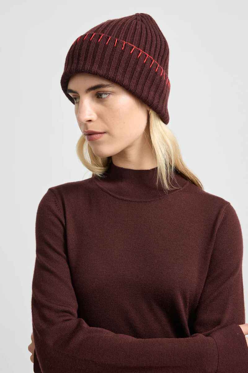 TOORALLIE Blanket Stitch Beanie Cocao