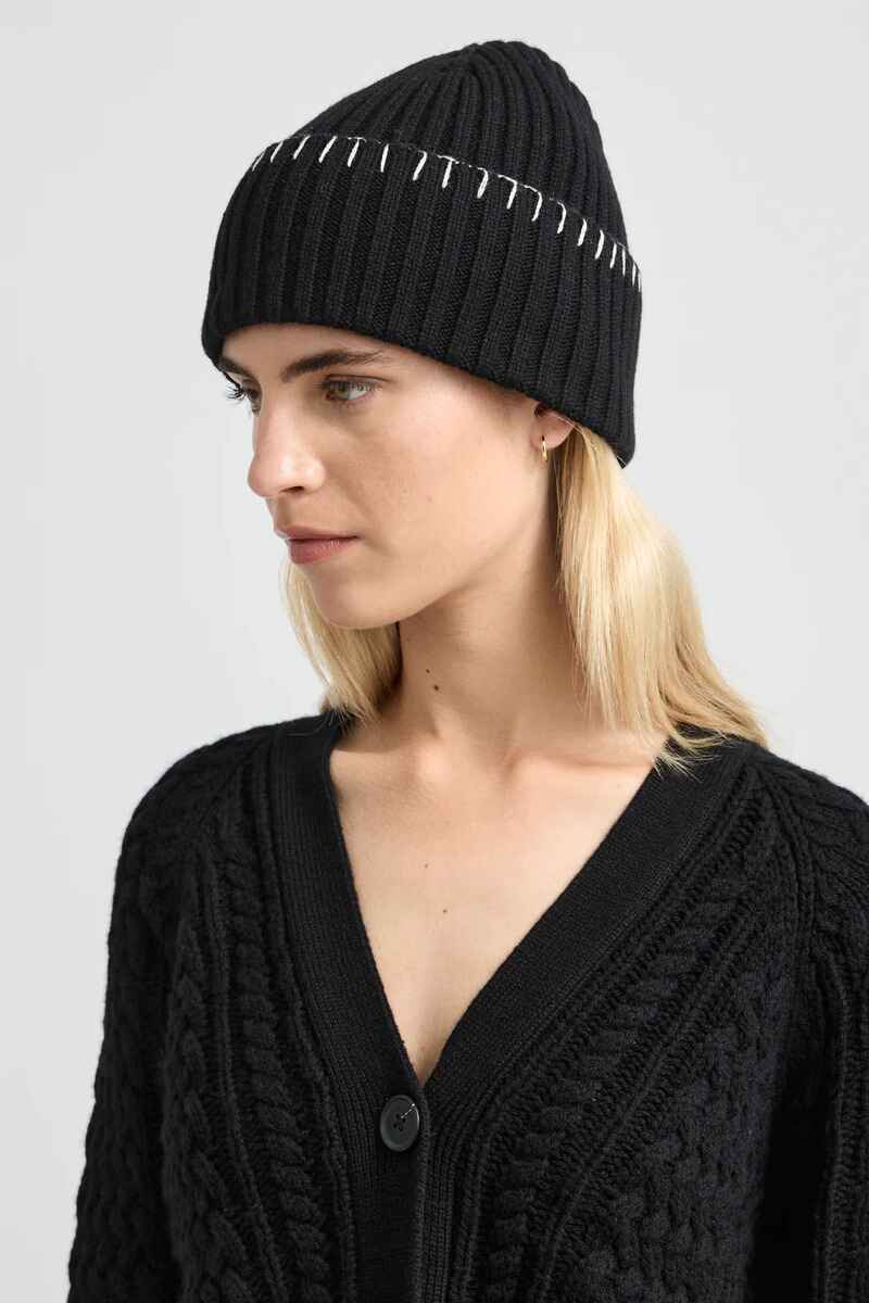 TOORALLIE Blanket Stitch Beanie Black