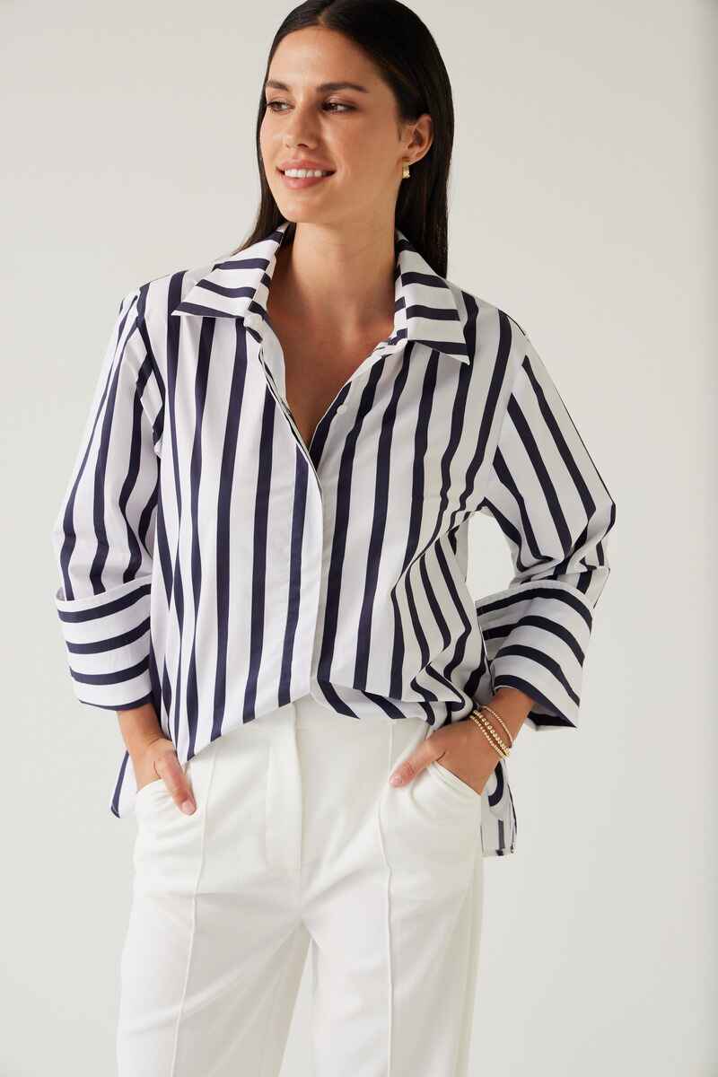 TUESDAY Mark Shirt Navy Stripe