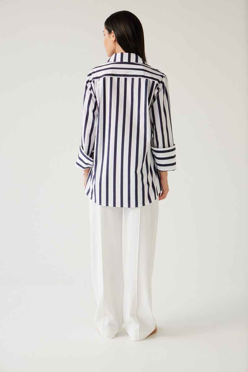 TUESDAY Mark Shirt Navy Stripe